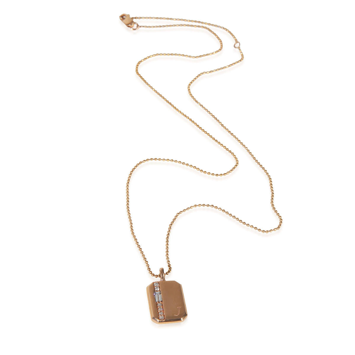myGemma Rose Gold Diamond Mini Tag With Initial J Pendant pv