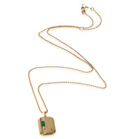 myGemma Yellow Gold Emerald and Diamond Mini Tag Pendant With Initial A Pendant pv