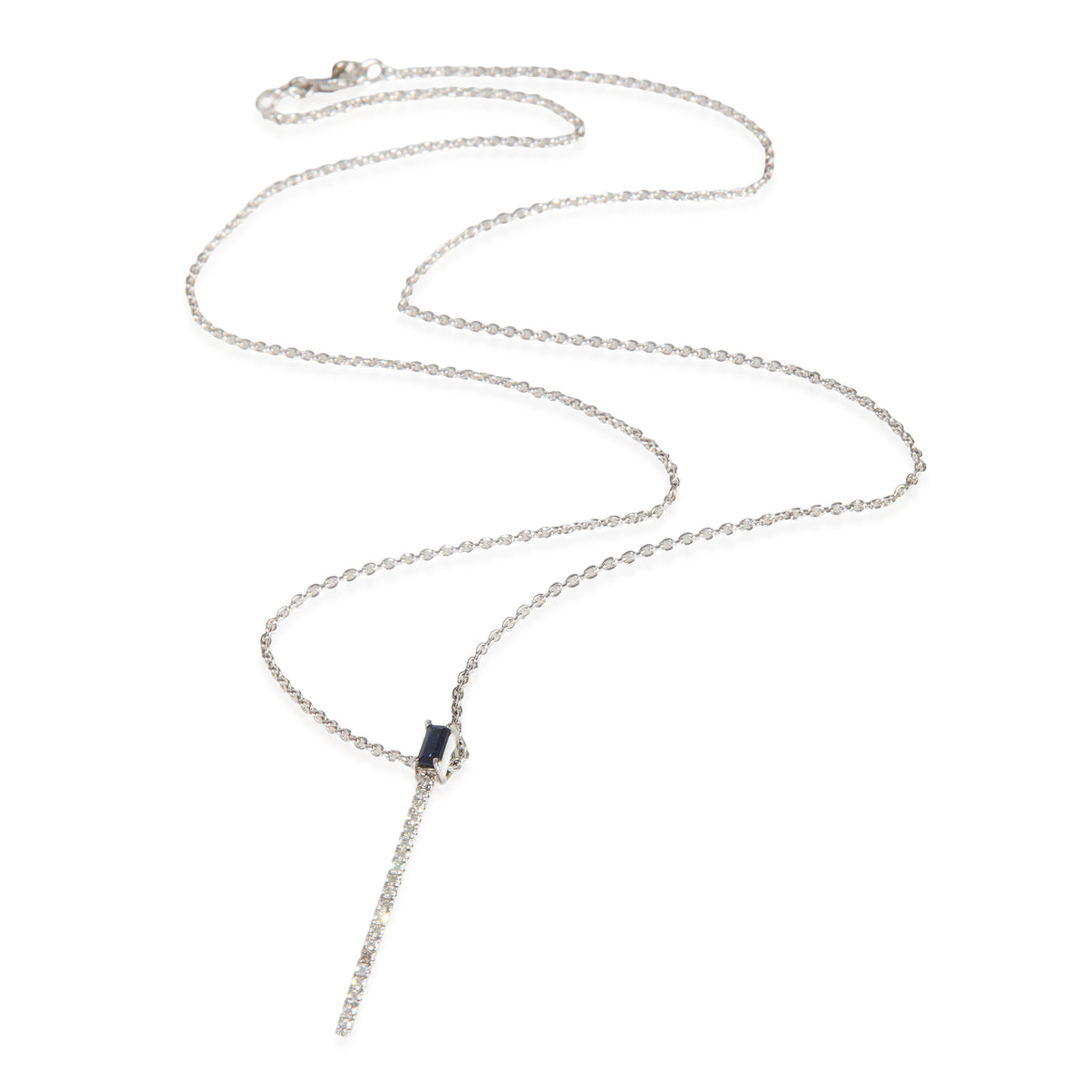myGemma White Gold Sapphire and Diamond Stick Pendant pv