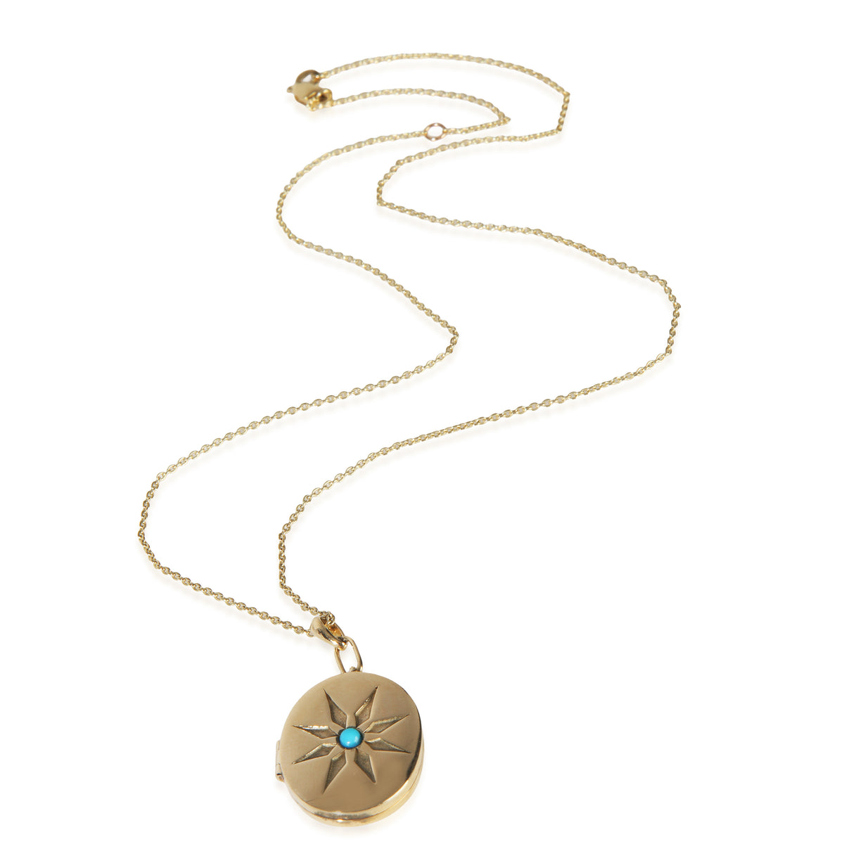 myGemma Yellow Gold Turquoise Oval Locket Pendant pv