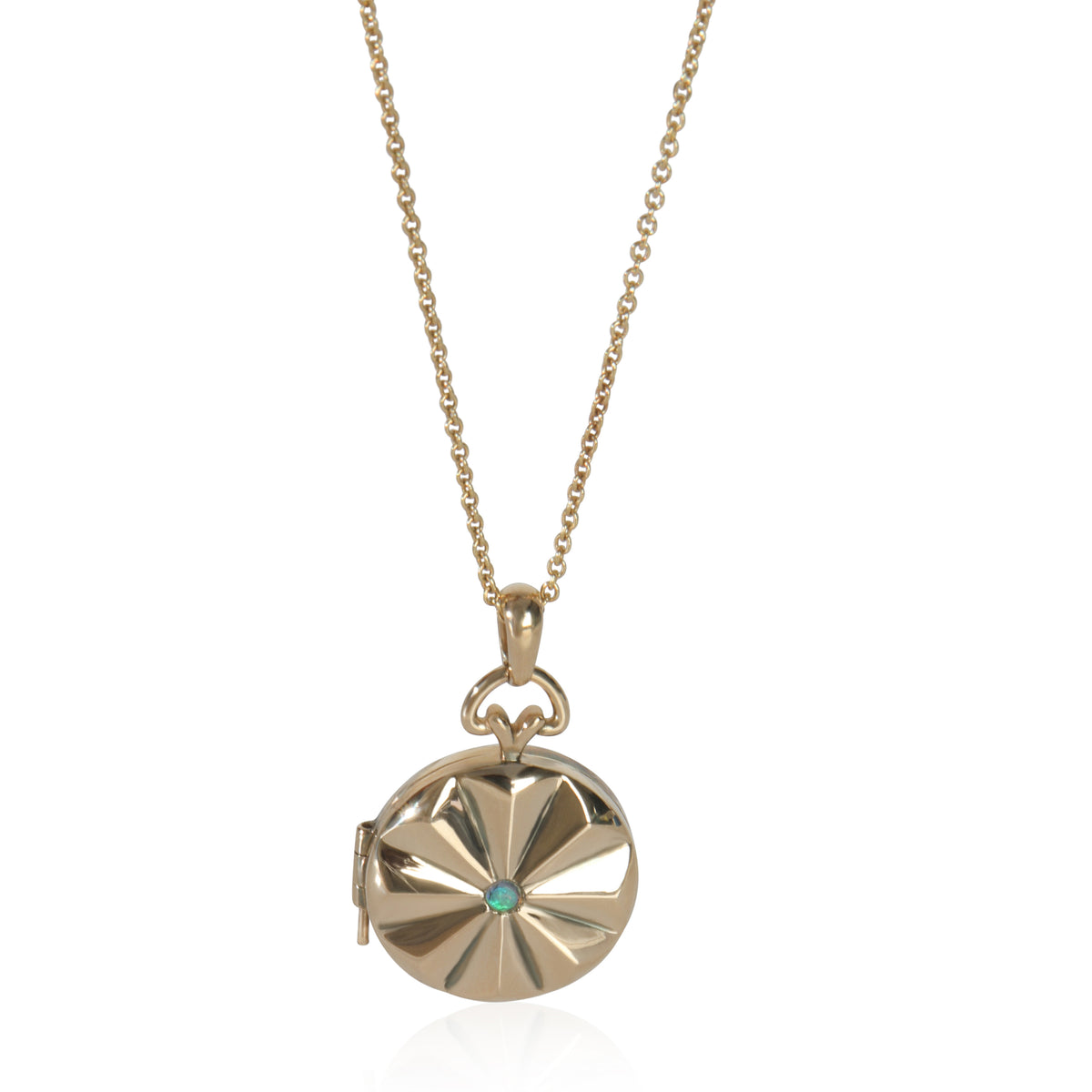 myGemma Yellow Gold Opal Round Locket Pendant fv