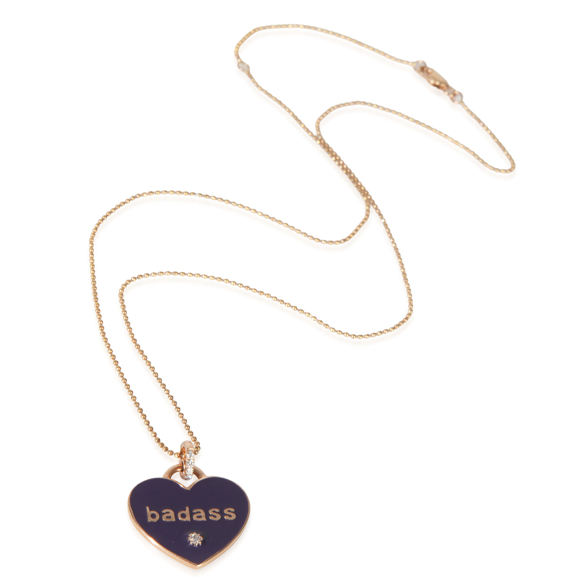 myGemma Rose Gold Diamond Purple Enamel Heart Pendant pv