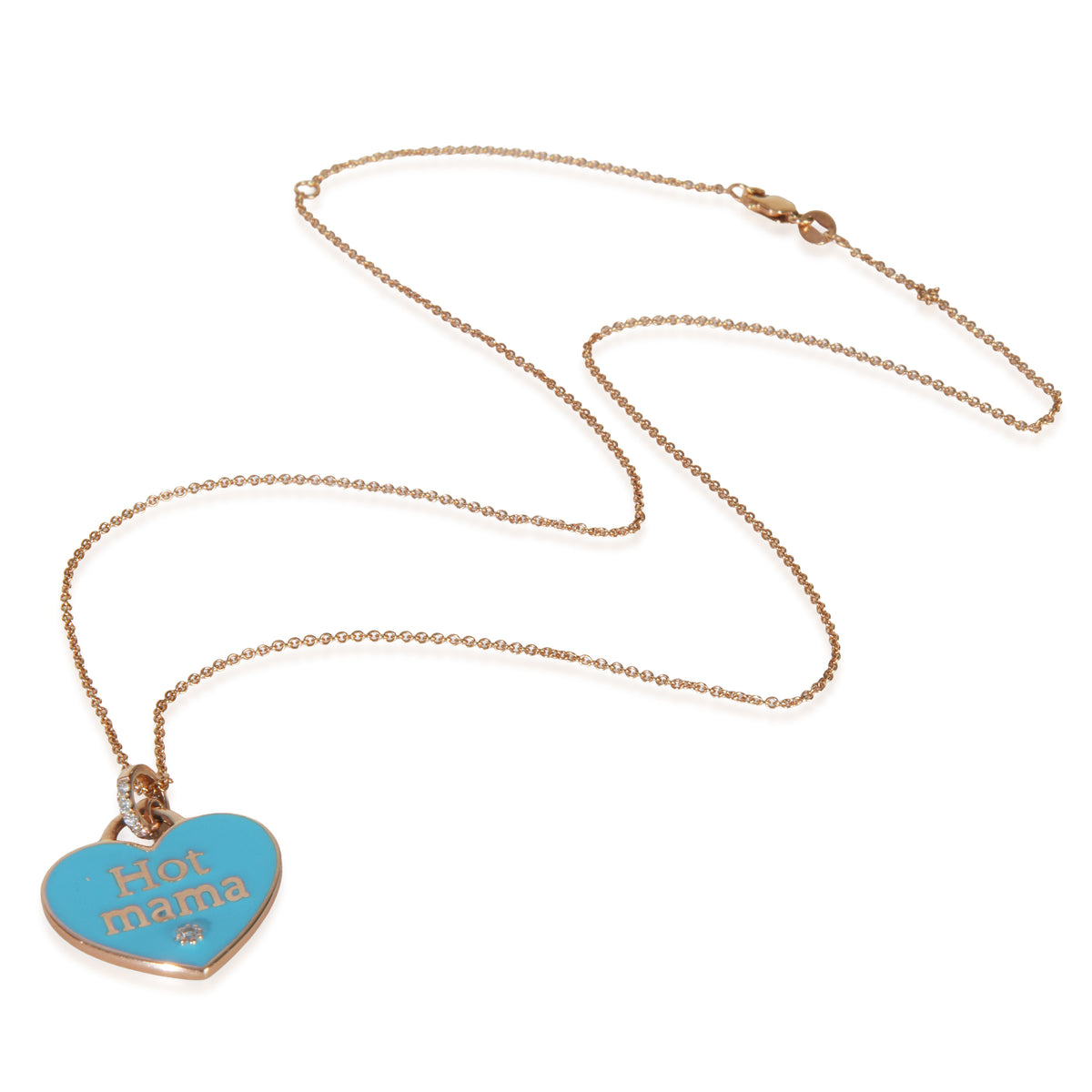myGemma Rose Gold  Light Blue Enamel Hot Mama Pendant pv