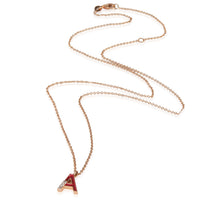 myGemma Rose Gold Diamond Mini Red Enamel Initial A Pendant pv