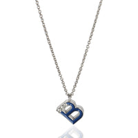 myGemma White Gold Diamond Mini Navy Initial B Pendant fv