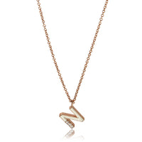 myGemma Rose Gold Diamond Mini Cream Enamel Initial N Pendant fv