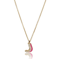 myGemma Yellow Gold Diamond Fuchsia Enamel J Pendant fv