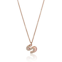 myGemma Rose Gold Diamond Pink Enamel Initial S Pendant fv