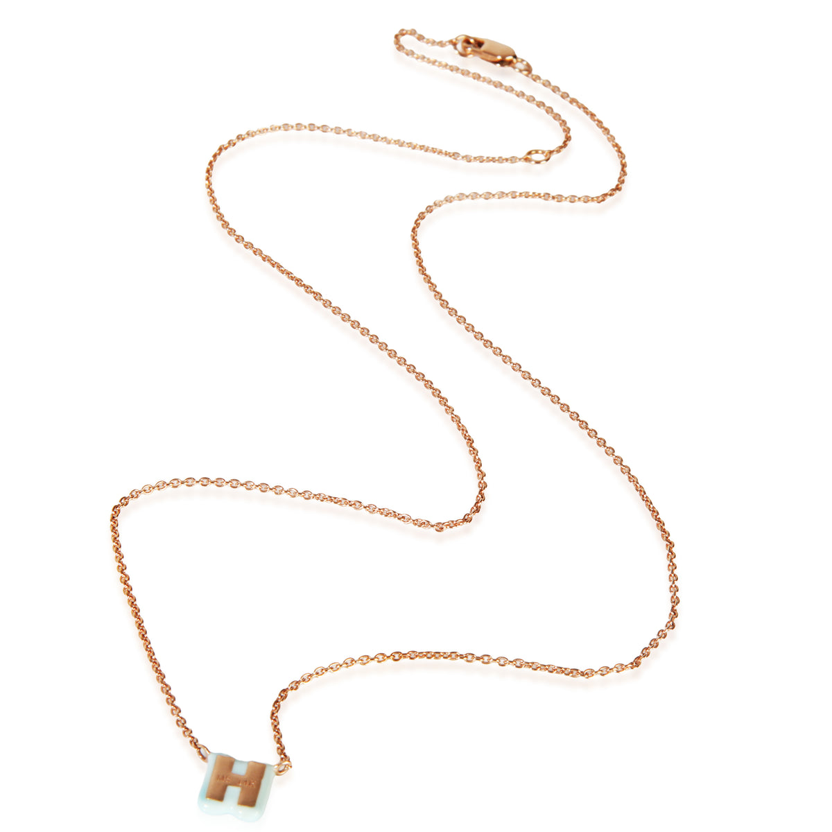 myGemma Rose Gold  Baby Blue Enamel Mini Initial H Pendant pv