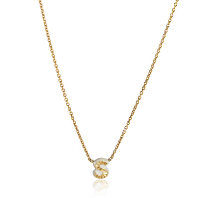 myGemma Yellow Gold  Cream Enamel Mini Initial S Pendant fv