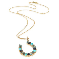 myGemma Yellow Gold  Large Mixed Blue Gemstone Horseshoe Pendant pv