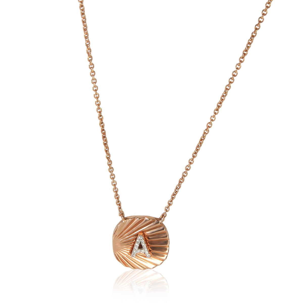 myGemma Rose Gold Diamond Initial A Oval Tag Pendant fv