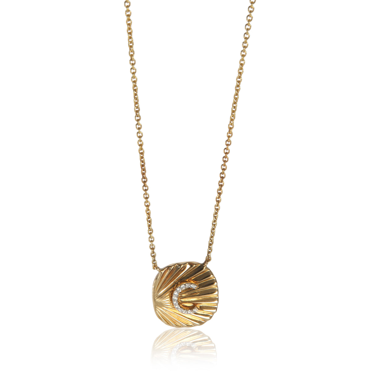 myGemma Yellow Gold Diamond Initial C Oval Tag Pendant fv