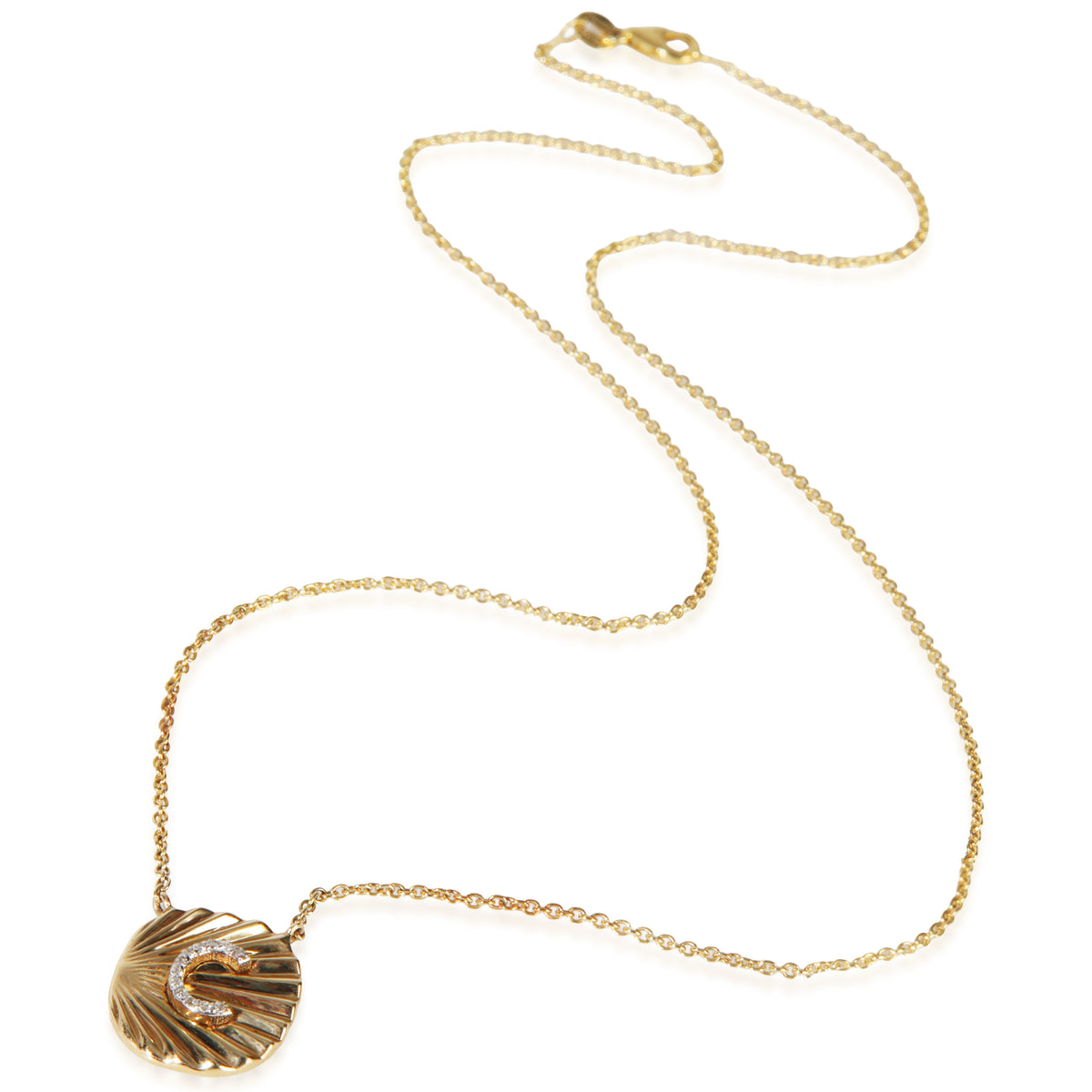 myGemma Yellow Gold Diamond Initial C Oval Tag Pendant pv