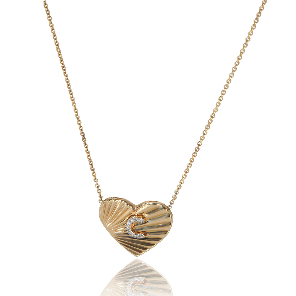 myGemma Yellow Gold Diamond Heart With Initial C Pendant fv