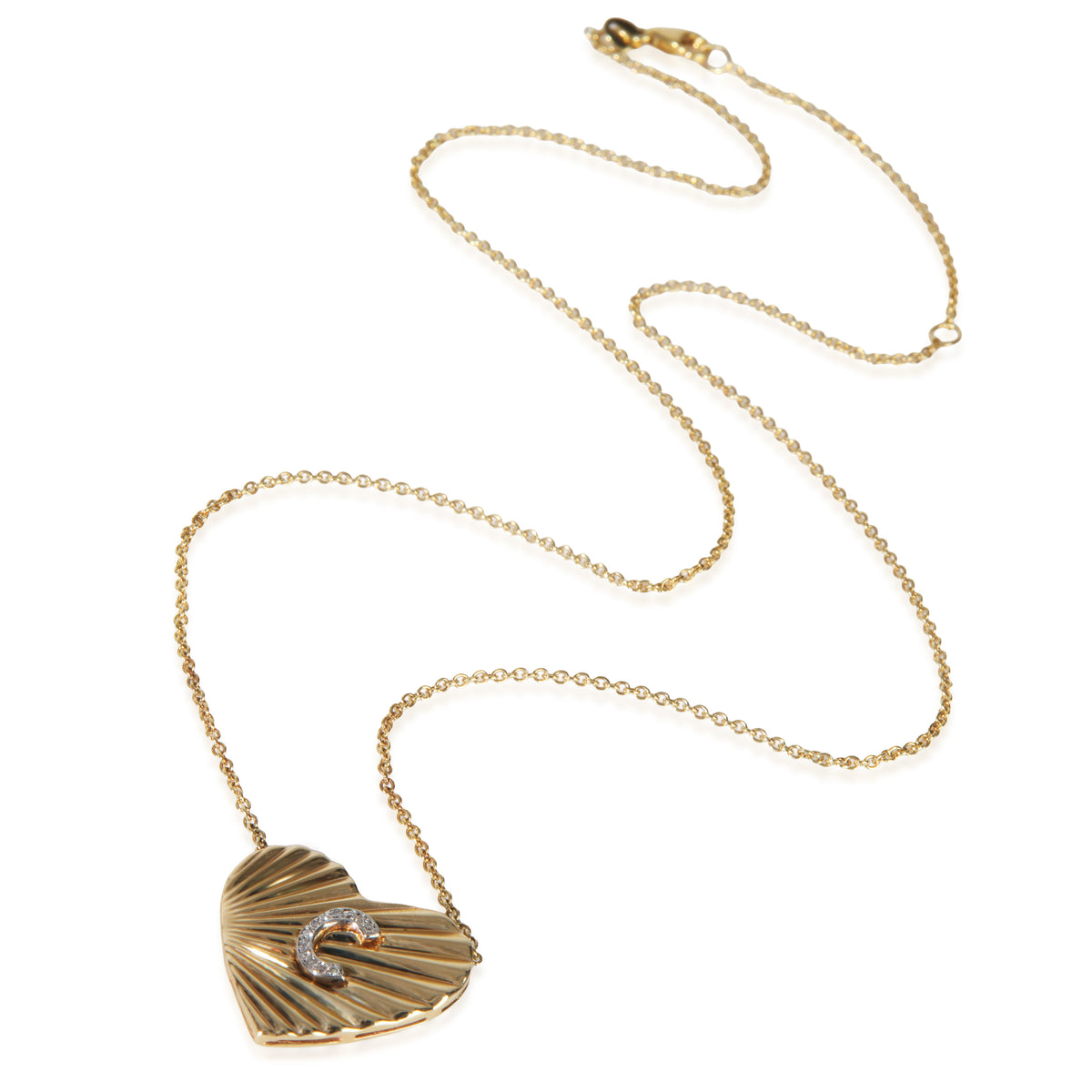 myGemma Yellow Gold Diamond Heart With Initial C Pendant pv
