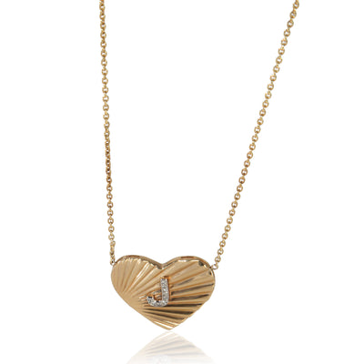 myGemma Yellow Gold Diamond Heart With Initial J Pendant fv