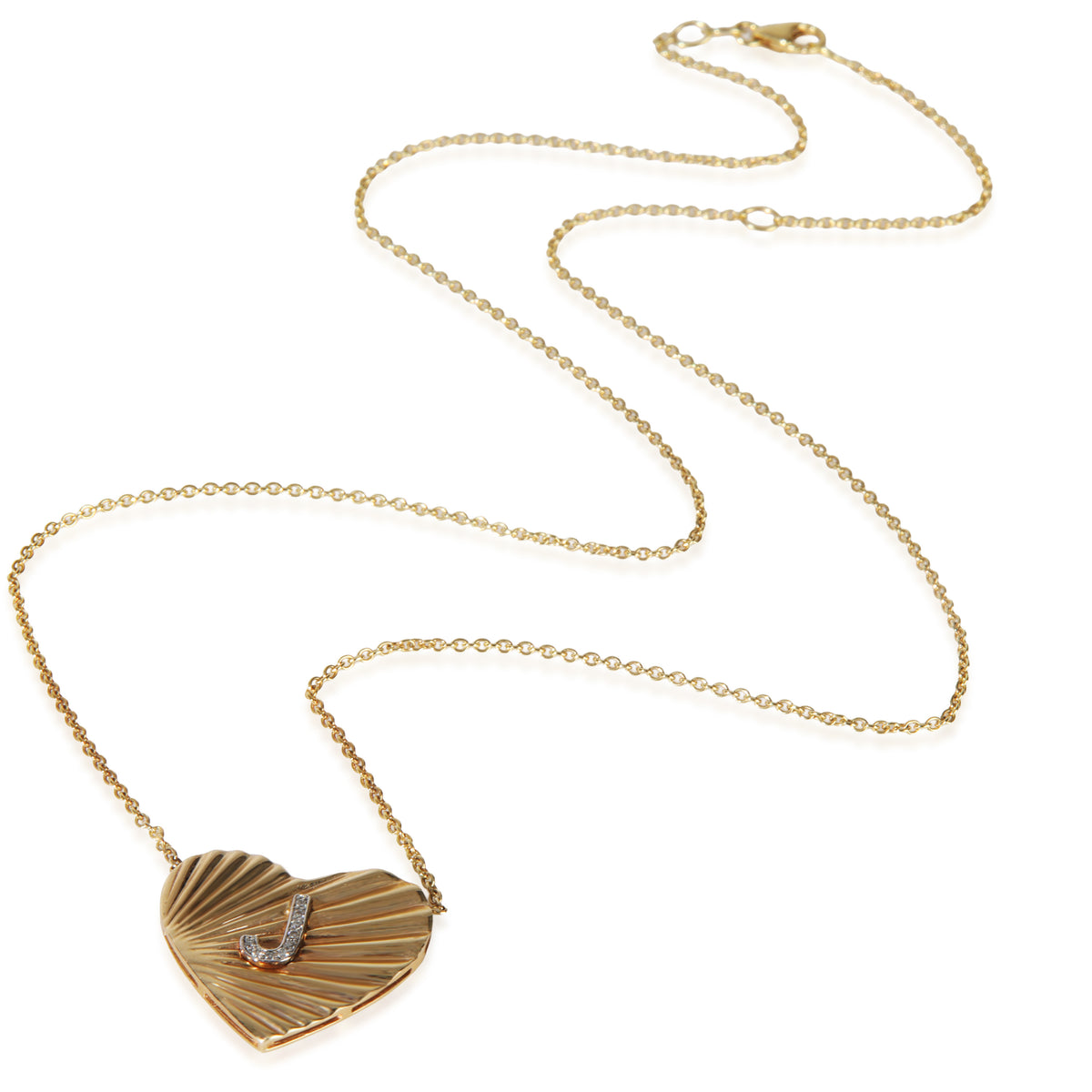 myGemma Yellow Gold Diamond Heart With Initial J Pendant pv