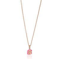 myGemma Rose Gold Diamond Hot Pink Enamel Mini Initial B Pendant fv