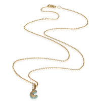 myGemma Yellow Gold Diamond Blue Enamel Mini Initial C Pendant pv