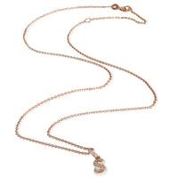 myGemma Rose Gold Diamond White Enamel Mini Initial S Pendant pv