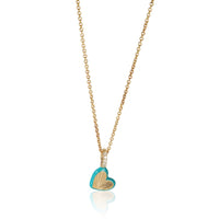 myGemma Yellow Gold Diamond Blue Enamel Mini Heart Pendant fv