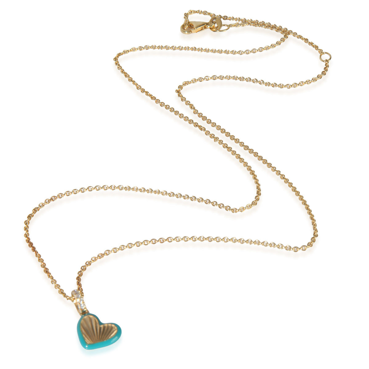 myGemma Yellow Gold Diamond Blue Enamel Mini Heart Pendant pv