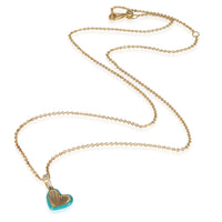 myGemma Yellow Gold Diamond Blue Enamel Mini Heart Pendant pv