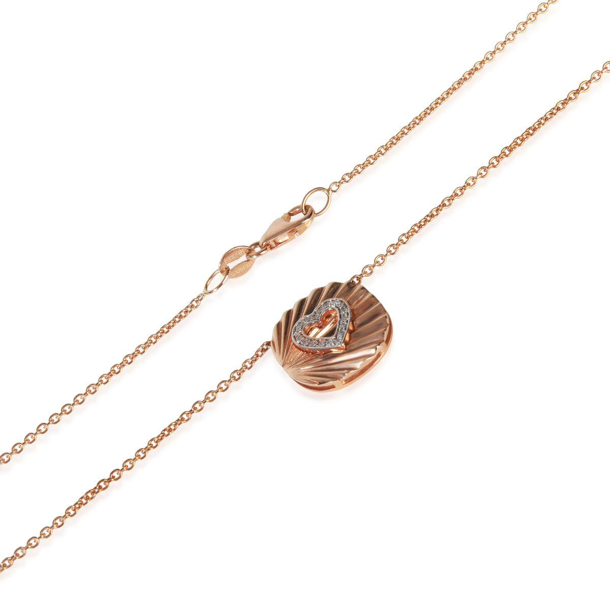 myGemma Rose Gold Diamond Oval Disc With Heart Pendant clasp