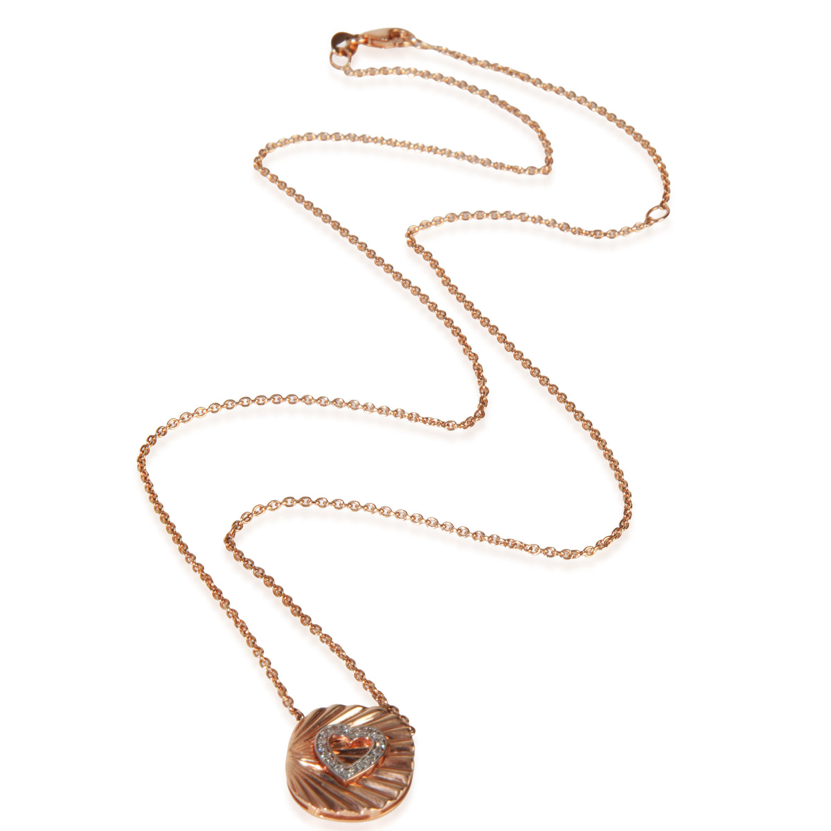 myGemma Rose Gold Diamond Oval Disc With Heart Pendant pv
