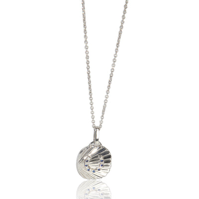 myGemma White Gold Sapphire and Diamond Oval Disc With Horseshoe Pendant fv