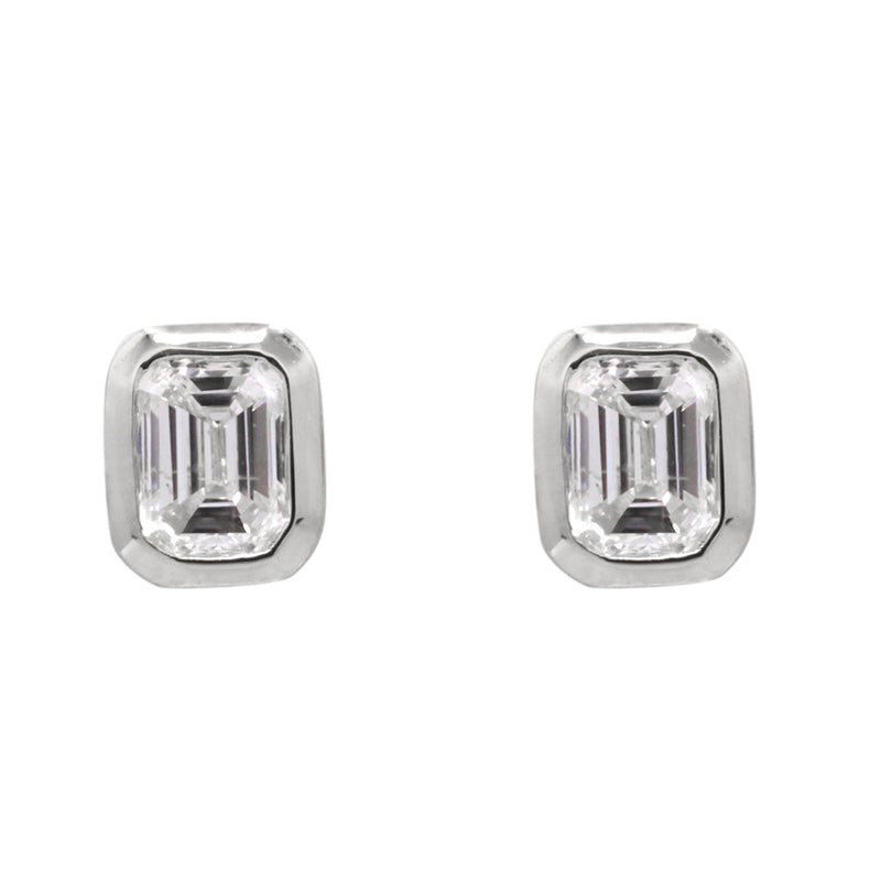 myGemma White Gold Diamond Bezel Set Earrings fv
