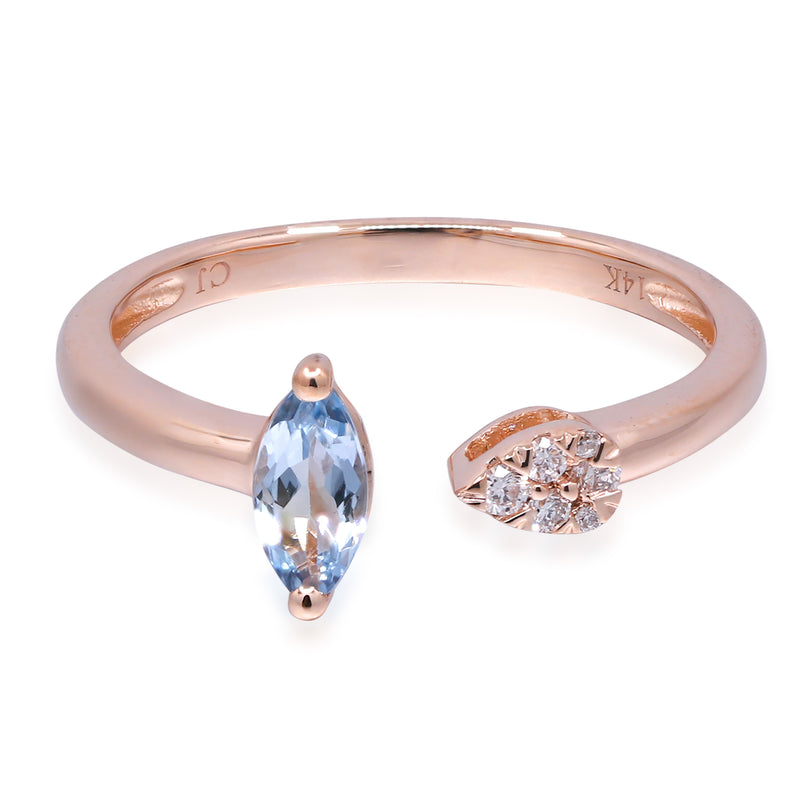 myGemma Rose Gold Aquamarine and Diamond Ring fv