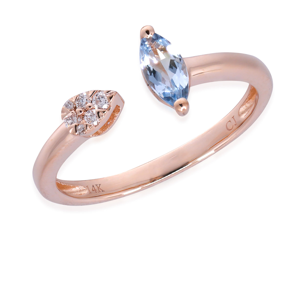 myGemma Rose Gold Aquamarine and Diamond Ring pv