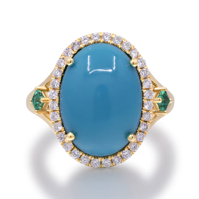 myGemma Yellow Gold Turquoise and Diamond Ring fv