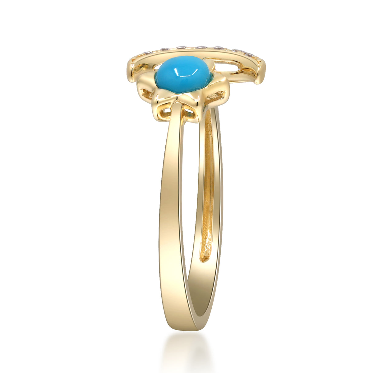 myGemma Yellow Gold Turquoise and Diamond Crescent Moon Ring 3