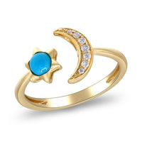 myGemma Yellow Gold Turquoise and Diamond Crescent Moon Ring 4