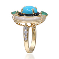 myGemma Yellow Gold Turquoise and Diamond Cocktail Ring 2