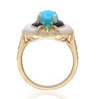 myGemma Yellow Gold Turquoise and Diamond Cocktail Ring 4