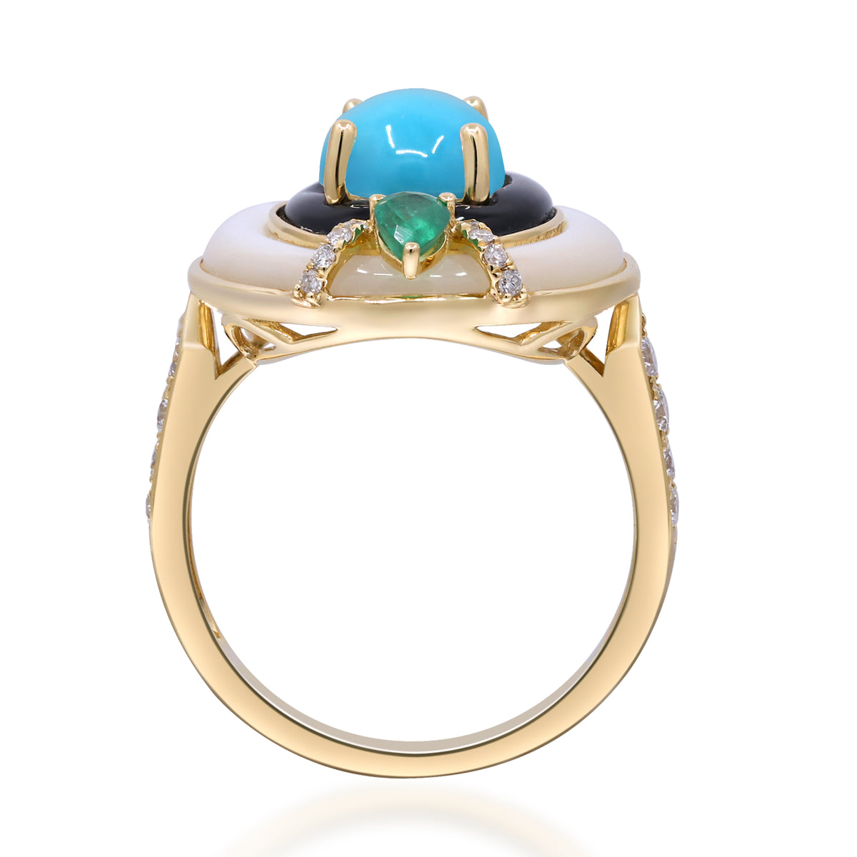 myGemma Yellow Gold Turquoise and Diamond Cocktail Ring 4