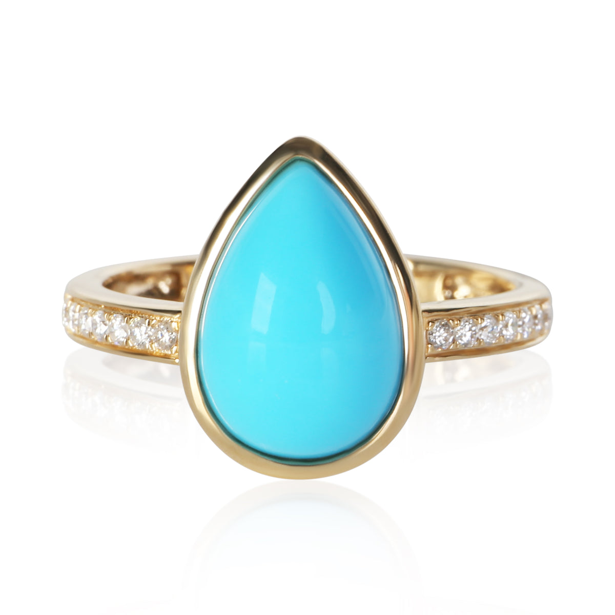 myGemma Yellow Gold Turquoise and Diamond Ring fv