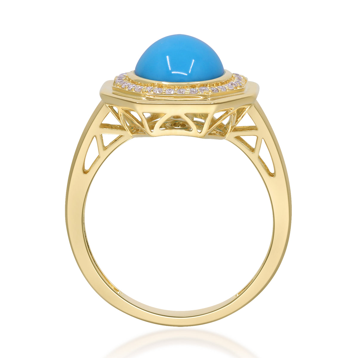 myGemma Yellow Gold Turquoise and Diamond Cocktail Ring 2