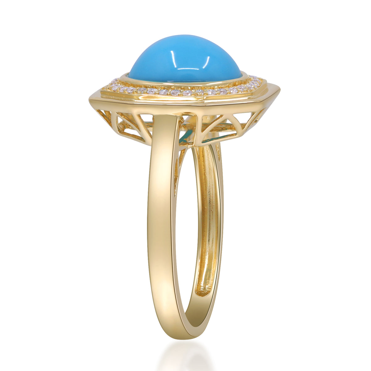 myGemma Yellow Gold Turquoise and Diamond Cocktail Ring 3