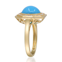 myGemma Yellow Gold Turquoise and Diamond Cocktail Ring 3