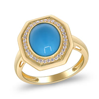 myGemma Yellow Gold Turquoise and Diamond Cocktail Ring 4