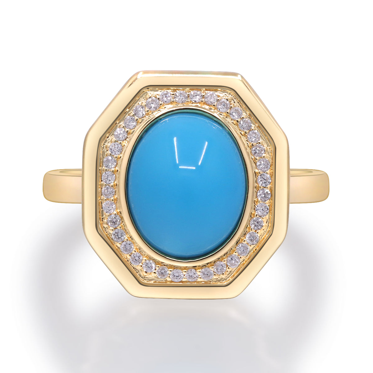 myGemma Yellow Gold Turquoise and Diamond Cocktail Ring fv