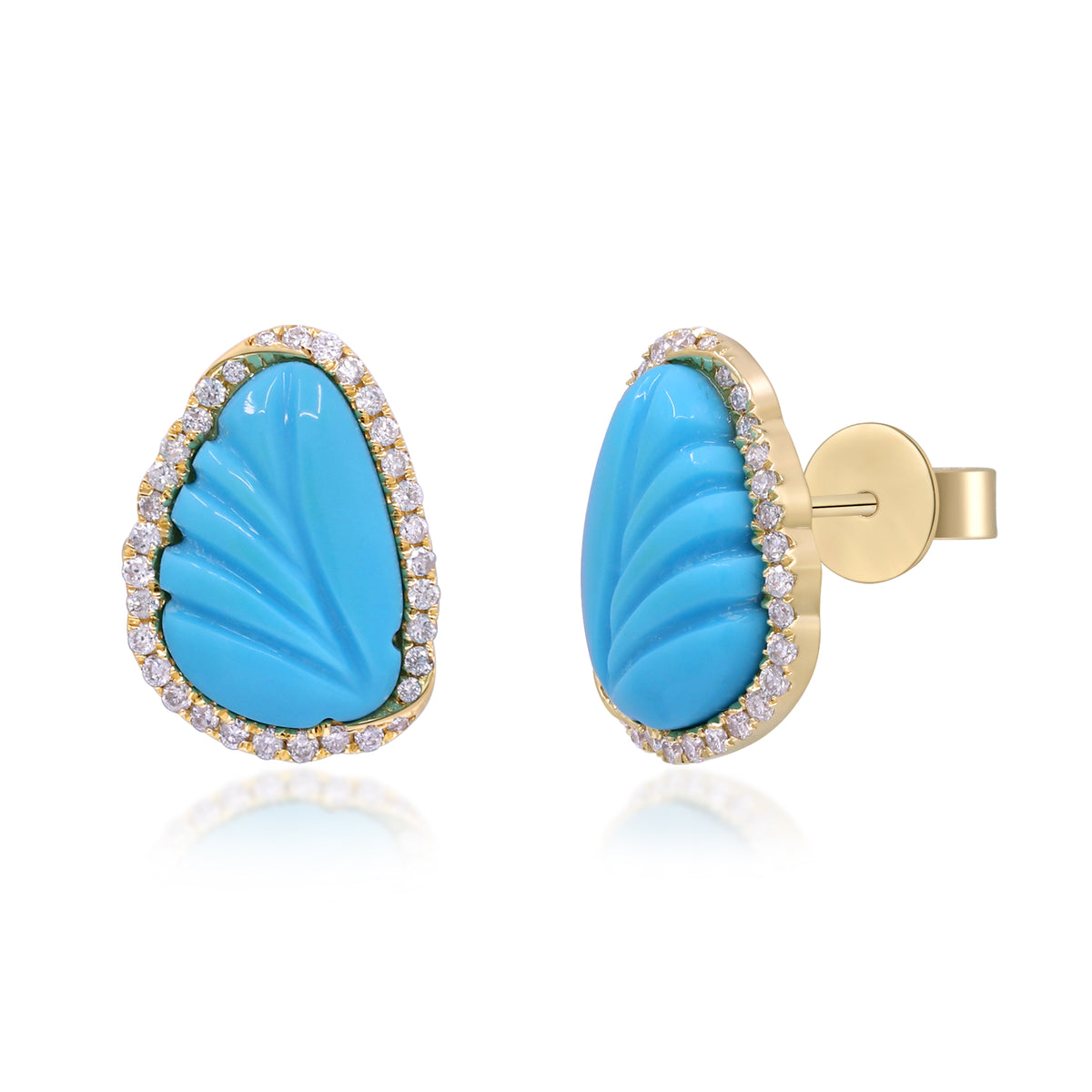 myGemma Yellow Gold Turquoise and Diamond Earrings 3