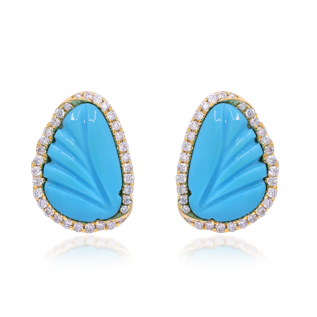 myGemma Yellow Gold Turquoise and Diamond Earrings fv