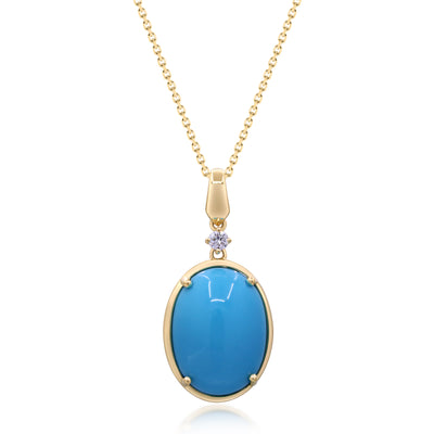 myGemma Yellow Gold Turquoise and Diamond Pendant fv