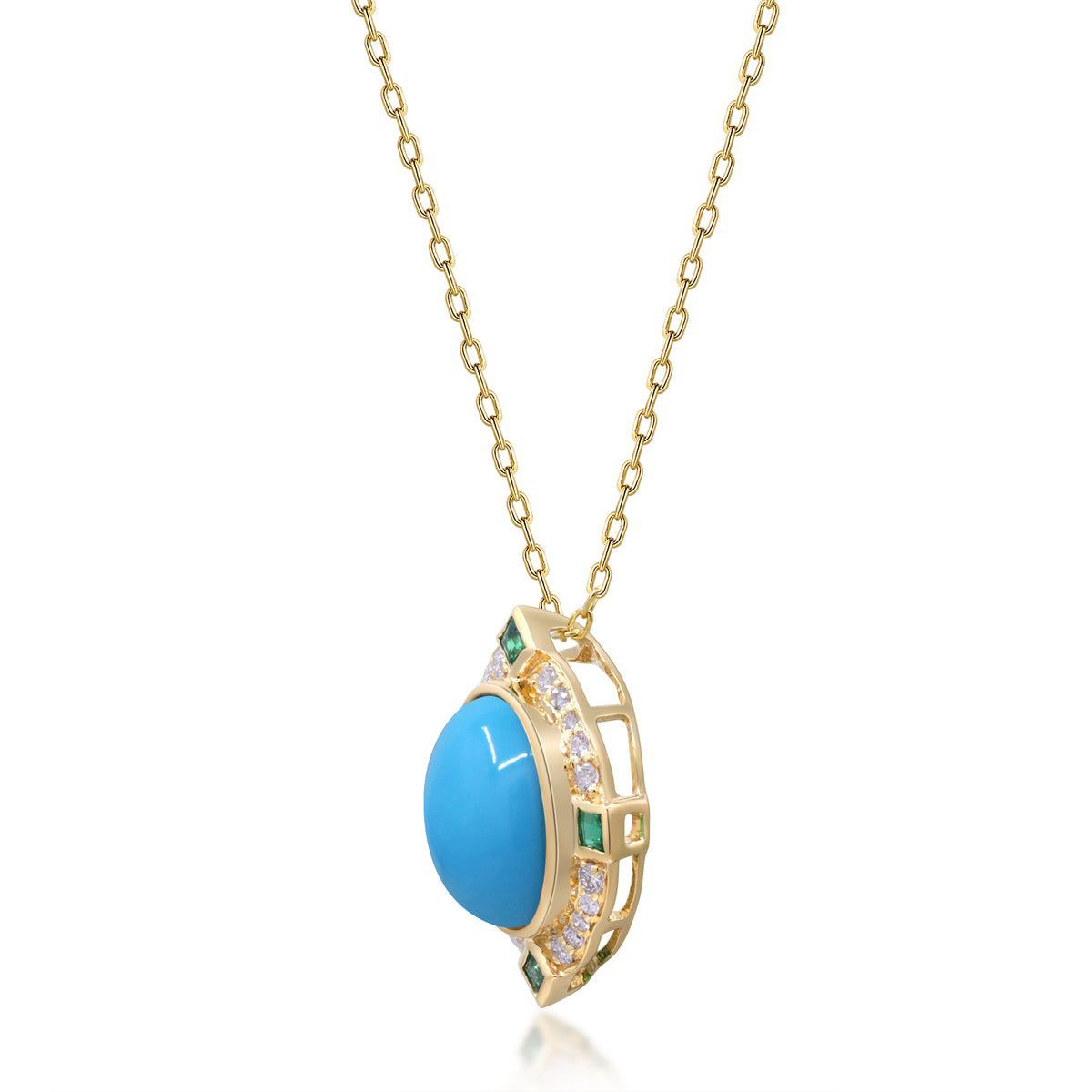 myGemma Yellow Gold Turquoise and Diamond Pendant 2